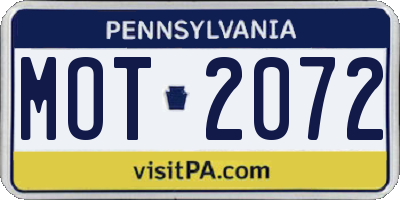 PA license plate MOT2072