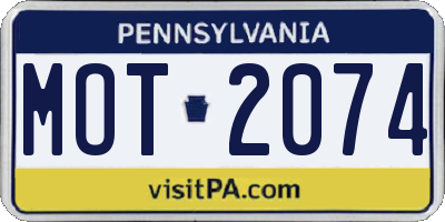 PA license plate MOT2074