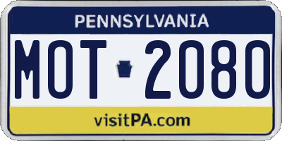 PA license plate MOT2080