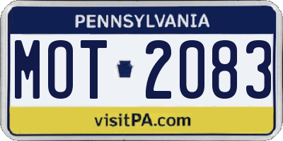 PA license plate MOT2083