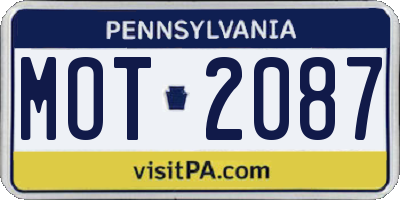 PA license plate MOT2087
