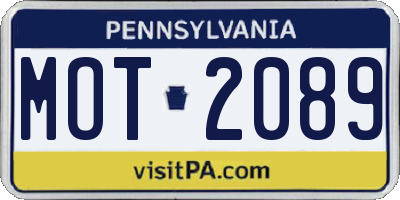 PA license plate MOT2089
