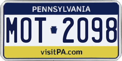 PA license plate MOT2098