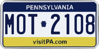 PA license plate MOT2108