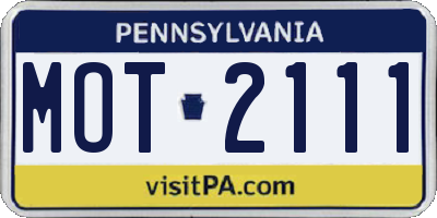 PA license plate MOT2111