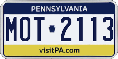 PA license plate MOT2113