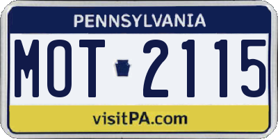 PA license plate MOT2115