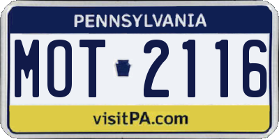 PA license plate MOT2116