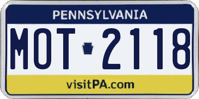 PA license plate MOT2118