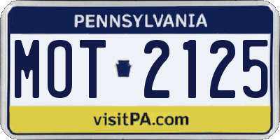 PA license plate MOT2125