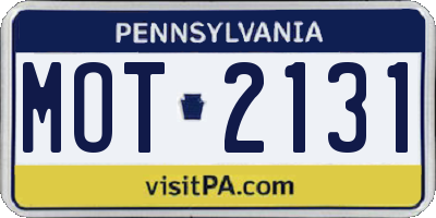 PA license plate MOT2131