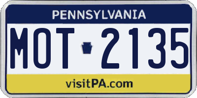 PA license plate MOT2135