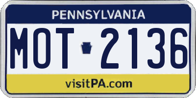 PA license plate MOT2136