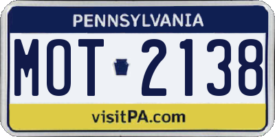 PA license plate MOT2138