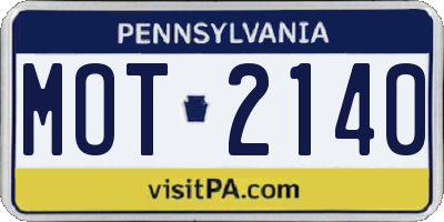 PA license plate MOT2140