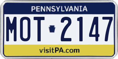 PA license plate MOT2147