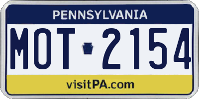 PA license plate MOT2154