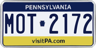 PA license plate MOT2172