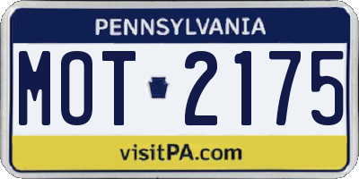 PA license plate MOT2175