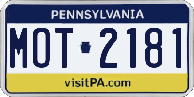 PA license plate MOT2181