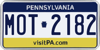 PA license plate MOT2182