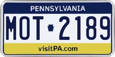 PA license plate MOT2189