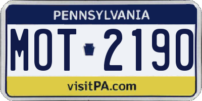 PA license plate MOT2190