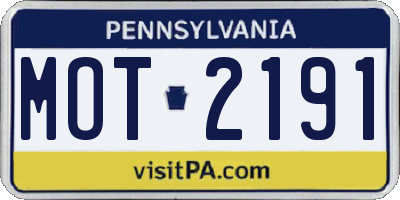 PA license plate MOT2191