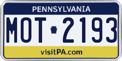 PA license plate MOT2193