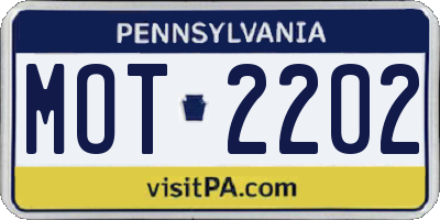 PA license plate MOT2202