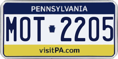 PA license plate MOT2205