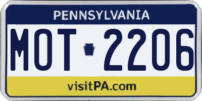 PA license plate MOT2206