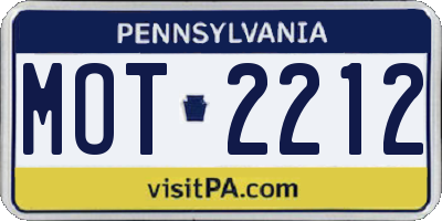PA license plate MOT2212