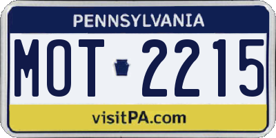 PA license plate MOT2215