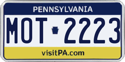 PA license plate MOT2223