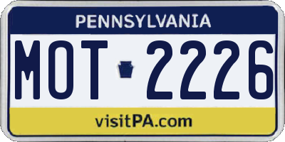 PA license plate MOT2226
