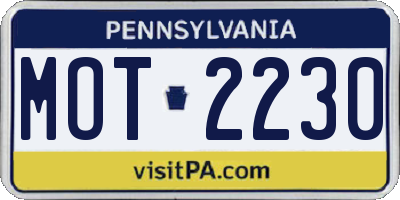 PA license plate MOT2230