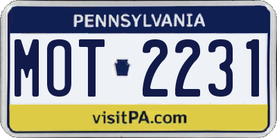 PA license plate MOT2231