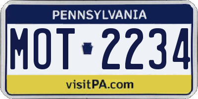 PA license plate MOT2234