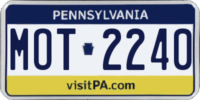 PA license plate MOT2240