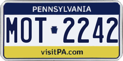 PA license plate MOT2242