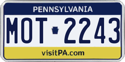 PA license plate MOT2243