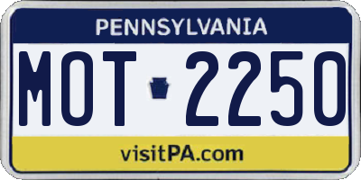 PA license plate MOT2250