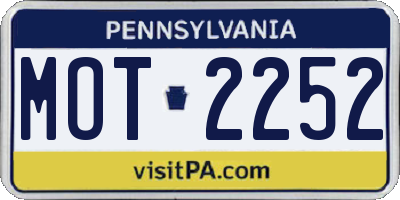 PA license plate MOT2252