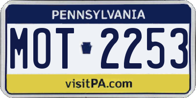 PA license plate MOT2253