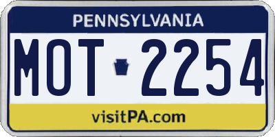 PA license plate MOT2254