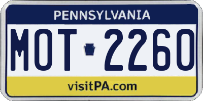 PA license plate MOT2260