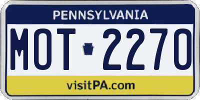 PA license plate MOT2270