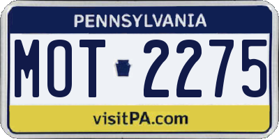 PA license plate MOT2275