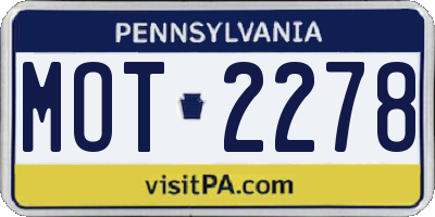 PA license plate MOT2278